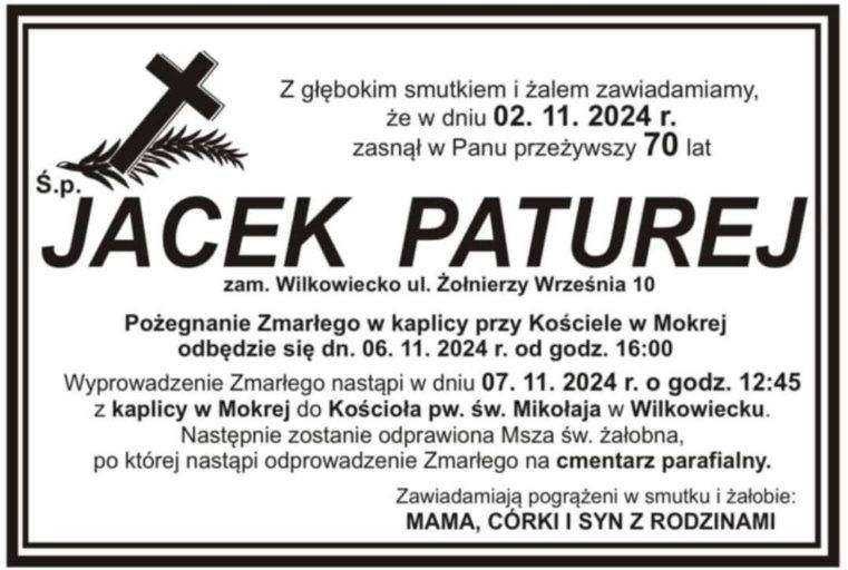 Klepsydra - Informacja o&nbsp;śmierci Jacka Patureja